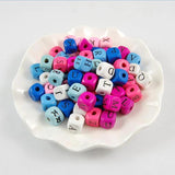 50Pcs Colorful Letter Square Beads Wooden Beads DIY Beaded Jewelry Baby Toy