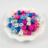 50Pcs Colorful Letter Square Beads Wooden Beads DIY Beaded Jewelry Baby Toy