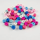 50Pcs Colorful Letter Square Beads Wooden Beads DIY Beaded Jewelry Baby Toy