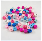 50Pcs Colorful Letter Square Beads Wooden Beads DIY Beaded Jewelry Baby Toy