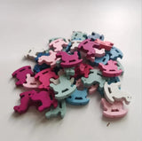 DIY 50Pcs Colorful Wooden Horse Beads Children's Crafts Baby Toys Accessories