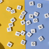 25pcs 8X8MM Enamel Letter Beads for Jewelry Making DIY Boho Elastic Bracelets