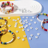 25pcs 8X8MM Enamel Letter Beads for Jewelry Making DIY Boho Elastic Bracelets