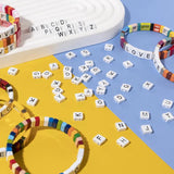 25pcs 8X8MM Enamel Letter Beads for Jewelry Making DIY Boho Elastic Bracelets