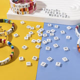 25pcs 8X8MM Enamel Letter Beads for Jewelry Making DIY Boho Elastic Bracelets