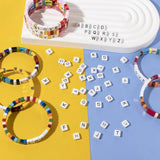 25pcs 8X8MM Enamel Letter Beads for Jewelry Making DIY Boho Elastic Bracelets