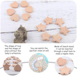 10pcs Beech Wood Love and Star Shape Tooth DIY Nipple Chain Bracelet