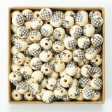 20Pcs Halloween Wooden Beads Colorful Lattice Hemp Rope Tassel DIY Loose Beads