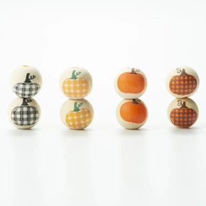 20Pcs Halloween Wooden Beads Colorful Lattice Hemp Rope Tassel DIY Loose Beads