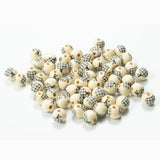 20Pcs Halloween Wooden Beads Colorful Lattice Hemp Rope Tassel DIY Loose Beads
