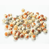 20Pcs Halloween Wooden Beads Colorful Lattice Hemp Rope Tassel DIY Loose Beads