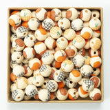 20Pcs Halloween Wooden Beads Colorful Lattice Hemp Rope Tassel DIY Loose Beads