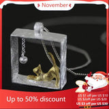 925 Silver Square Cat Necklace For Women