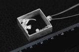 925 Silver Square Cat Necklace For Women