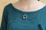 925 Silver Square Cat Necklace For Women
