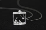 925 Silver Square Cat Necklace For Women