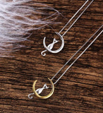 925 Silver moon cat Pendant Necklace for Women