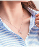 925 Silver moon cat Pendant Necklace for Women