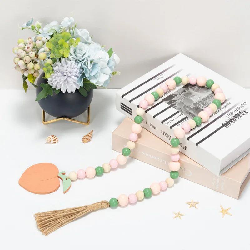 Wood Bead Garland With Peach Pendant Summer Themed Party Decorations