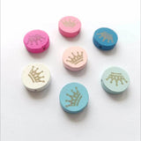 50Pcs Engraved Crown Round Wooden Beads DIY Crafts Jewelry Accessories