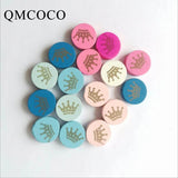 50Pcs Engraved Crown Round Wooden Beads DIY Crafts Jewelry Accessories
