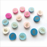50Pcs Engraved Crown Round Wooden Beads DIY Crafts Jewelry Accessories