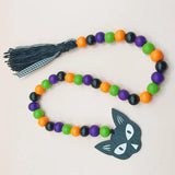 Halloween Wooden Beads Wreath Spider Cat Beaded DIY Decoration