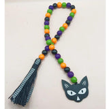 Halloween Wooden Beads Wreath Spider Cat Beaded DIY Decoration