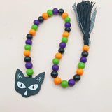 Halloween Wooden Beads Wreath Spider Cat Beaded DIY Decoration