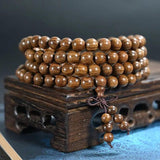 Natural Sandalwood Wooden Prayer Beads Bracelets Buddhist Buddha Meditation