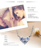 925 Silver Zircon Heart Necklace Pendant Statement Jewelry for Women