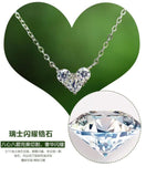 925 Silver Zircon Heart Necklace Pendant Statement Jewelry for Women