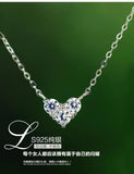 925 Silver Zircon Heart Necklace Pendant Statement Jewelry for Women