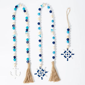 Ocean Series Wooden Bead String Anchor Rudder Tag Tassel Beaded DIY Kids Toys