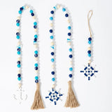 Ocean Series Wooden Bead String Anchor Rudder Tag Tassel Beaded DIY Kids Toys