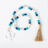 Ocean Series Wooden Bead String Anchor Rudder Tag Tassel Beaded DIY Kids Toys