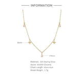 925 Silver Water Drop Star Necklace CZ Stacking Clavicle Chain Collar