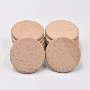 10Pcs/Pack Natural Beech Wood Disc Solid Wooden Chip Kids Handicraft Accessories