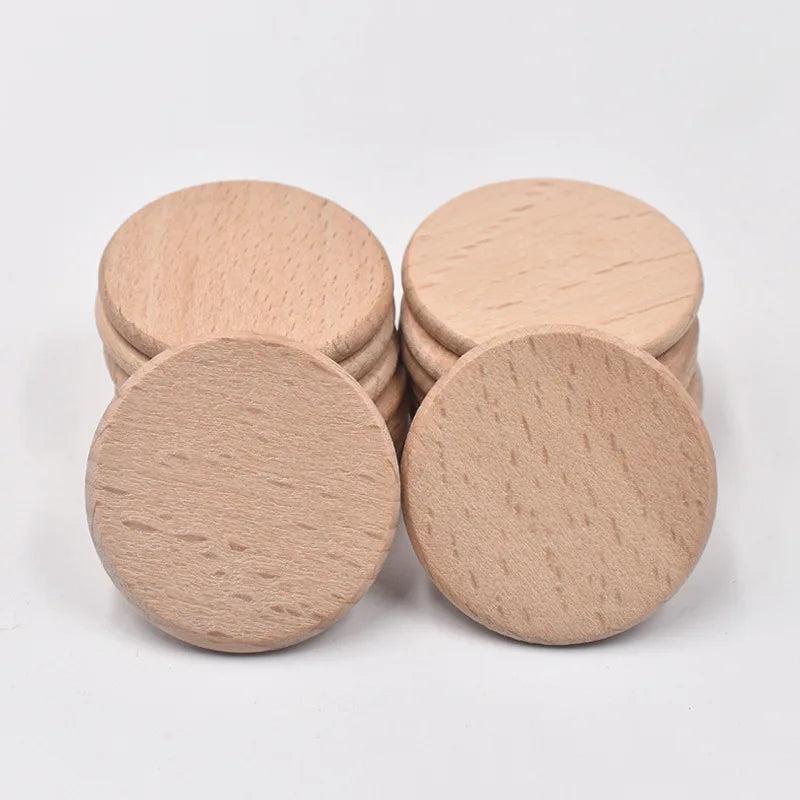 10Pcs/Pack Natural Beech Wood Disc Solid Wooden Chip Kids Handicraft Accessories
