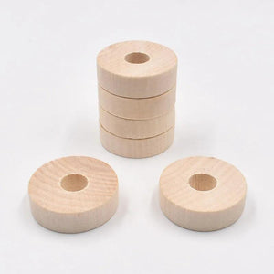 10Pcs Natural Big Hole Round Wood Chips Kids Wooden Toys DIY Handicraft