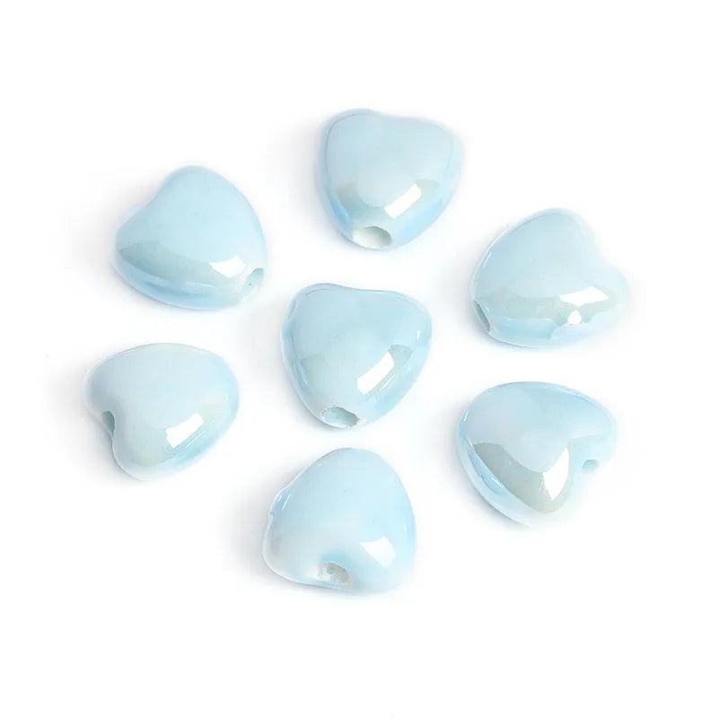 10pcs Heart Shape Ceramic Charms For Jewelry Making Beads Boho Porcelain Beads