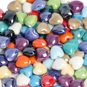 10pcs Heart Shape Ceramic Charms For Jewelry Making Beads Boho Porcelain Beads