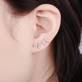 Personalized A-Z Initial Stud Earrings Micro Pave Rhinestone