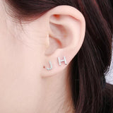 Personalized A-Z Initial Stud Earrings Micro Pave Rhinestone