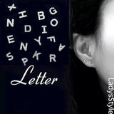 Personalized A-Z Initial Stud Earrings Micro Pave Rhinestone