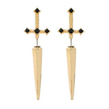 Gothic Kinitial Sword Earrings for Women Vintage Punk Crystal Ear Jacket