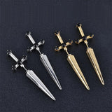 Gothic Kinitial Sword Earrings for Women Vintage Punk Crystal Ear Jacket