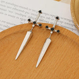 Gothic Kinitial Sword Earrings for Women Vintage Punk Crystal Ear Jacket