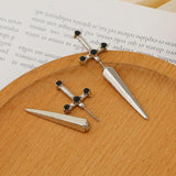 Gothic Kinitial Sword Earrings for Women Vintage Punk Crystal Ear Jacket