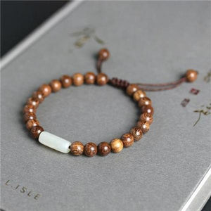 Green Sandalwood Jade Beads Buddhist Meditation Bracelet